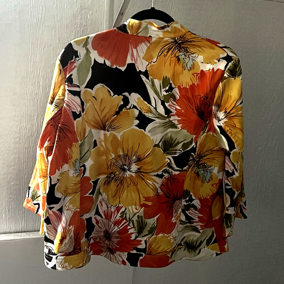 Coldwater Creek Womens Open Front Jacket Blazer Vibrant Spring Florals SZ W 18 - Picture 3 of 9